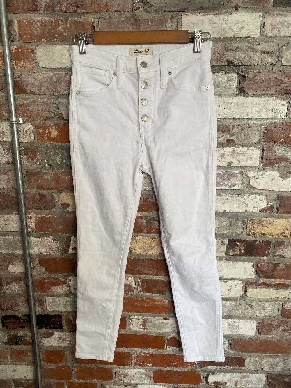 Madewell 10" High-Rise Skinny Crop Jeans White Button Fly Size 26P